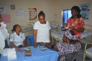 Patient check-up at the KMJ Foundation medical outreach