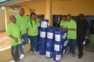 KMJ Foundation team with Bucket of Love buckets ready for families